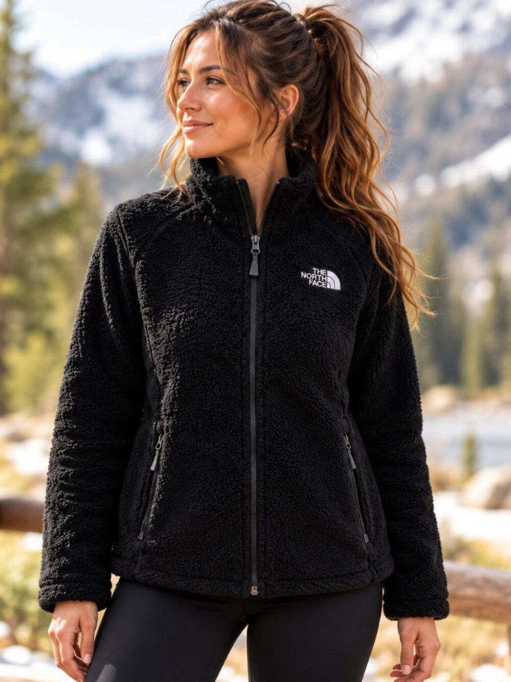 The North Face Teddy Full Zip Sherpa Fleece Jacket Womens S Black Outdoor